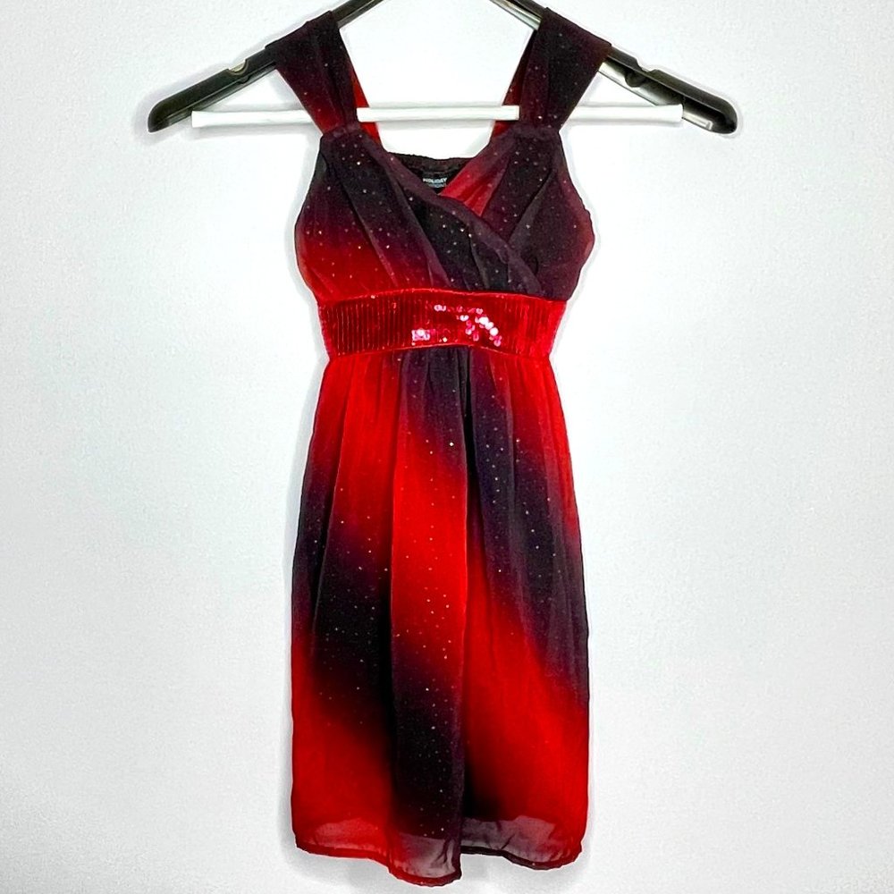 Holiday Editions Girls Formal Dress Size 7/8 Red/Black Shimmer Sequin
